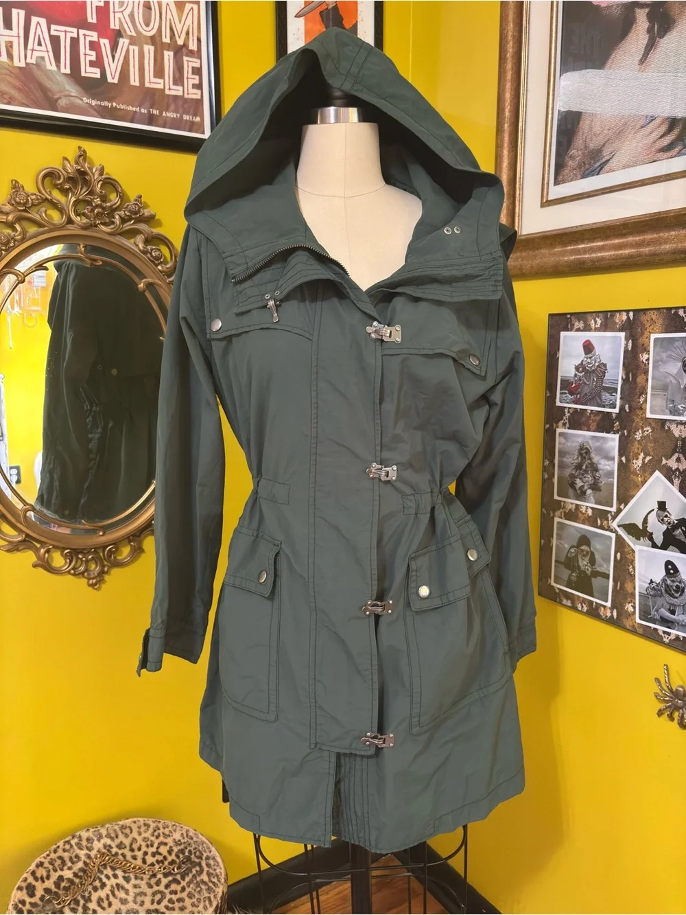 J.Crew Green Anorak Metal Snap Raincoat Jacket M